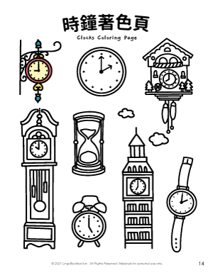 Clocks Coloring Page