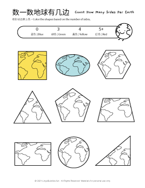 Color And Count Sides of Earth