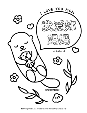Otter Mommy and Me Coloring Page