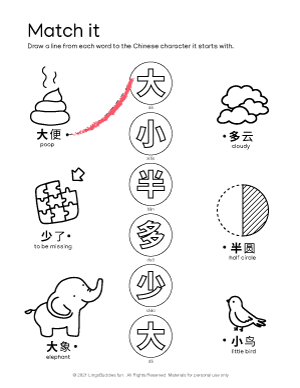 Chinese Characters Combo 大小半多少