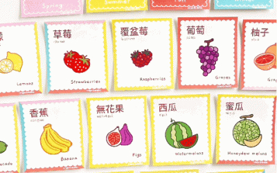 Fruits Flashcards with Seasons in Chinese