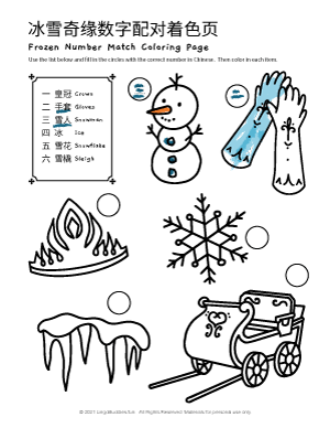 Frozen Number Match Coloring Page