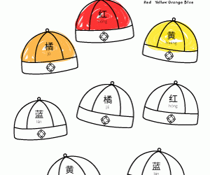 Color Chinese Hats By Characters