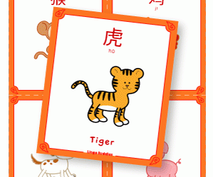 Zodiac Animal Flashcards in Chinese and English