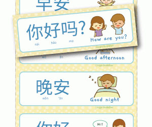 Greetings Flashcards in Chinese and English