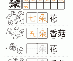 Chinese Measure Word Counting And Writing: 朵 Flowers & Mushrooms